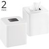 image:imagemDesign Steel Square Tissue Box Cover Modern Facial Tissue Holder for Bathroom Vanity Countertops Bedroom Dressers Night Stands Desks Office and Tables  Unity Collection  SatinWhite
