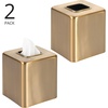 image:imagemDesign Steel Square Tissue Box Cover Modern Facial Tissue Holder for Bathroom Vanity Countertops Bedroom Dressers Night Stands Desks Office and Tables  Unity Collection  SatinSoft Brass