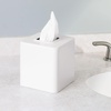 image:imagemDesign Steel Square Tissue Box Cover Modern Facial Tissue Holder for Bathroom Vanity Countertops Bedroom Dressers Night Stands Desks Office and Tables  Unity Collection  SatinWhite