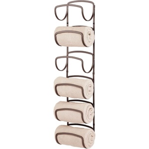 image:imagemDesign Metal Towel Shelves  Towel Rack for The Bathroom with 6 Compartments  Practical Bathroom Accessories for Both Large and Small Towels  BronzeBronze