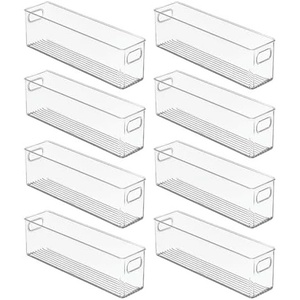 image:imagemDesign Plastic Bathroom Storage Container Bins w Handles  Closet Cabinet Vanity Cupboard Shelf Organization Hair Tools Accessory Organizer  Ligne Collection Clear 10x6x3 Pack of 15 x 375 x 16 Pack of 8