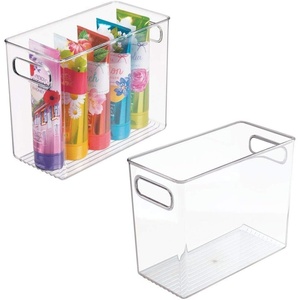 image:imagemDesign Slim Plastic Storage Container Bin with Handles  Bathroom Cabinet Organizer for Toiletries Makeup Shampoo Conditioner Face Scrubbers Loofahs Bath Salts  5 Wide 2 Pack  Clear10 x 5 x 8 Pack of 2