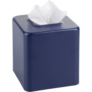 image:imagemDesign Steel Square Tissue Box Cover Modern Facial Tissue Holder for Bathroom Vanity Countertops Bedroom Dressers Night Stands Desks Office and Tables  Unity Collection  SatinMatte Navy