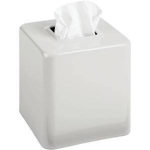 image:imagemDesign Steel Square Tissue Box Cover Modern Facial Tissue Holder for Bathroom Vanity Countertops Bedroom Dressers Night Stands Desks Office and Tables  Unity Collection  SatinLight Gray