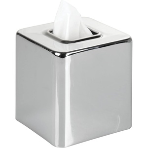 image:imagemDesign Steel Square Tissue Box Cover Modern Facial Tissue Holder for Bathroom Vanity Countertops Bedroom Dressers Night Stands Desks Office and Tables  Unity Collection  SatinChrome
