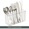 image:imagemDesign Plastic Cutlery Storage Organizer Bin for Kitchen Cabinet PantryHome  Holds Forks Knives Spoons  3 Section  Indoor or Outdoor Use  Clear