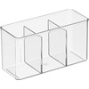 image:imagemDesign Plastic Cutlery Storage Organizer Bin for Kitchen Cabinet PantryHome  Holds Forks Knives Spoons  3 Section  Indoor or Outdoor Use  Clear