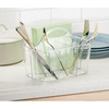 image:imagemDesign Plastic Cutlery Storage Organizer Caddy Bin Tote with Handle  Kitchen Cabinet Divided Pantry Basket for Forks Knives Spoons Napkins IndoorOutdoor Use Lumiere Collection ClearClear