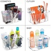 image:imagemDesign Plastic Cutlery Storage Organizer Caddy Bin Tote with Handle  Kitchen Cabinet Divided Pantry Basket for Forks Knives Spoons Napkins IndoorOutdoor Use Lumiere Collection ClearClear