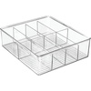 image:imagemDesign Plastic Kitchen Cabinet Storage Organizer Bin Box  4 Divided Sections for Pantry Shelves Countertops Island or Cupboard  Holds Snacks Tea Bags Spices Sauces Ligne Collection Clear1