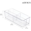 image:imagemDesign Plastic Kitchen Cabinet Storage Organizer Bin Box  4 Divided Sections for Pantry Shelves Countertops Island or Cupboard  Holds Snacks Tea Bags Spices Sauces Ligne Collection Clear1