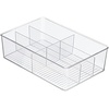 image:imagemDesign Plastic Kitchen Cabinet Storage Organizer Bin Box  4 Divided Sections for Pantry Shelves Countertops Island or Cupboard  Holds Snacks Tea Bags Spices Sauces Ligne Collection Clear1