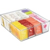 image:imagemDesign Plastic Kitchen Cabinet Storage Organizer Bin Box  4 Divided Sections for Pantry Shelves Countertops Island or Cupboard  Holds Snacks Tea Bags Spices Sauces Ligne Collection Clear1