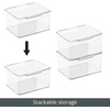 image:imagemDesign Plastic Kitchen Pantry and Fridge Storage Organizer Box Containers with Hinged Lid for Shelves or Cabinets Holds Food Snacks Canned Drinks Seasoning Condiments or Utensils 2 Pack Clear55 x 66 x 37