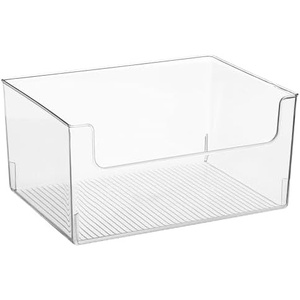 image:imagemDesign Large Modern Plastic Open Front Dip Storage Organizer Bin Basket for Kitchen Organization  Shelf Cupboard Cabinet and Pantry Organizing Decor  Ligne Collection  Clear16 x 12 x 8 Pack of 1
