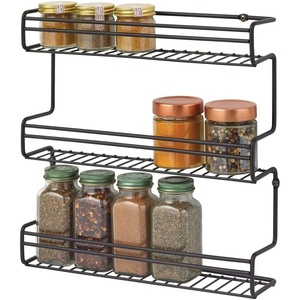image:imagemDesign Metal Wall Mount Kitchen Spice Bottle Rack Holder Food Storage Organizer for Cabinet Cupboard Pantry Shelf  Holds Spices Jars Baking Supplies Cans 3 Tier  Black