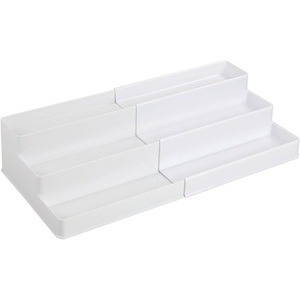 image:imagemDesign Plastic Expandable 3Tier Shelf Rack Organizer  Storage for Bathroom Vanity Cabinet Cupboard Drawer  Holds Medicine Vitamins Supplements Cosmetics  Ligne Collection  WhiteWhite