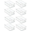 image:imagemDesign Deep Plastic Kitchen Storage Organizer Container Bin for Pantry Cabinet Cupboard Shelves Fridge or Freezer  Holds Dry Goods Sauces Condiments Drinks Ligne Collection 8 Pack Clear10 x 6 x 3
