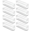 image:imagemDesign Deep Plastic Kitchen Storage Organizer Container Bin for Pantry Cabinet Cupboard Shelves Fridge or Freezer  Holds Dry Goods Sauces Condiments Drinks Ligne Collection 8 Pack Clear16 x 375 x 5