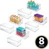 image:imagemDesign Deep Plastic Kitchen Storage Organizer Container Bin for Pantry Cabinet Cupboard Shelves Fridge or Freezer  Holds Dry Goods Sauces Condiments Drinks Ligne Collection 8 Pack Clear145 x 8 x 6