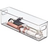 image:imagemDesign Plastic Bathroom Organizer  Storage Holder Bin with Handles for Vanity Cupboard Cabinet Shelf Linen or Hallway Closets Holds Styling Tools Beauty Products  Ligne Collection Clear