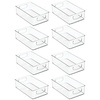image:imagemDesign Deep Plastic Kitchen Storage Organizer Container Bin for Pantry Cabinet Cupboard Shelves Fridge or Freezer  Holds Dry Goods Sauces Condiments Drinks Ligne Collection 8 Pack Clear10 x 6 x 3