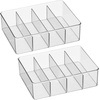 image:imagemDesign Plastic Stackable Tea Bag Storage Organizer Bin with 4 Divided Compartments  Holder for Kitchen Cabinet Pantry Countertop  Holds Sugar Packets Coffee Pods Ligne Collection 2 Pack Clear12 x 9 x 35 Pack of 2