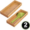 image:imagemDesign Wooden Bamboo Drawer Organizer  15 Long Stackable Storage Box Tray for Kitchen DrawersCabinet  Utensil Silverware Spatula and Flatware Holder  Echo Collection  2 Pack Natural Wood