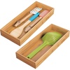 image:imagemDesign Wooden Bamboo Drawer Organizer  15 Long Stackable Storage Box Tray for Kitchen DrawersCabinet  Utensil Silverware Spatula and Flatware Holder  Echo Collection  2 Pack Natural Wood