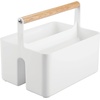 image:imagemDesign Plastic Portable Shower Caddy Divided Basket Bin Storage Organizer with Bamboo Handle for Bathroom Dorm Shelf amp Cabinet Holds Shampoo Conditioner  Aura Collection WhiteNaturalWhiteNatural
