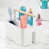 image:imagemDesign Plastic Portable Shower Caddy Divided Basket Bin Storage Organizer with Bamboo Handle for Bathroom Dorm Shelf amp Cabinet Holds Shampoo Conditioner  Aura Collection WhiteNaturalWhiteNatural
