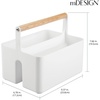 image:imagemDesign Plastic Portable Shower Caddy Divided Basket Bin Storage Organizer with Bamboo Handle for Bathroom Dorm Shelf amp Cabinet Holds Shampoo Conditioner  Aura Collection WhiteNaturalWhiteNatural