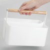 image:imagemDesign Plastic Portable Shower Caddy Divided Basket Bin Storage Organizer with Bamboo Handle for Bathroom Dorm Shelf amp Cabinet Holds Shampoo Conditioner  Aura Collection WhiteNaturalWhiteNatural