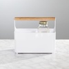 image:imagemDesign Plastic Portable Shower Caddy Divided Basket Bin Storage Organizer with Bamboo Handle for Bathroom Dorm Shelf amp Cabinet Holds Shampoo Conditioner  Aura Collection WhiteNaturalWhiteNatural