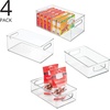 image:imagemDesign Deep Plastic Kitchen Storage Organizer Container Bin for Pantry Cabinet Cupboard Shelves Fridge or Freezer  Holds Dry Goods Sauces Condiments Drinks Ligne Collection 4 Pack Clear145 x 8 x 6