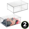 image:imagemDesign Plastic Stackable Closet Storage Organizer Bin Containers with Front Pull Drawer for Cabinet Desk Shelf Cupboard or Dresser Organization  Lumiere Collection  Clear16 x 12 x 6 Pack of 2