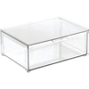 image:imagemDesign Plastic Stackable Closet Storage Organizer Bin Containers with Front Pull Drawer for Cabinet Desk Shelf Cupboard or Dresser Organization  Lumiere Collection  Clear16 x 12 x 6 Pack of 1