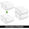 image:imagemDesign Plastic Stacking Food Storage Bin for Kitchen Cabinet Pantry Shelf FridgeFreezer  Organizer for Fruit Potatoes Onions Drinks Snacks Pasta  11 Deep  2 Pack  Clear11 x 8 x 5 Pack of 2