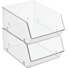 image:imagemDesign Plastic Stacking Food Storage Bin for Kitchen Cabinet Pantry Shelf FridgeFreezer  Organizer for Fruit Potatoes Onions Drinks Snacks Pasta  11 Deep  2 Pack  Clear11 x 8 x 5 Pack of 2