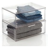 image:imagemDesign Plastic Stackable Closet Storage Organizer Bin Containers with Front Pull Drawer for Cabinet Desk Shelf Cupboard or Dresser Organization  Lumiere Collection  Clear16 x 12 x 6 Pack of 2