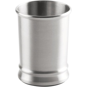 image:imagemDesign Modern Stainless Steel Bathroom Cup Toothbrush Holder Countertop Tumbler Cup for Rinsing and Drinking Accessories and Makeup Brush Organizer for Vanity Elwyn Collection BrushedChromePack of 1