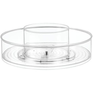 image:imagemDesign Plastic Lazy Susan Round Turntable Storage Tray  Rotating Organizer for Makeup Cosmetics Nail Polish Vitamins Shaving Kits Hair Spray Medical Supplies First Aid  Light PinkBlushClear