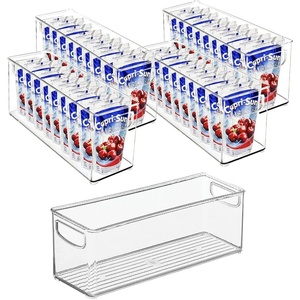 image:imagemDesign Plastic Baby Nursery and Food Organizer  Storage Holder Bin with Handles for Closet Cupboard Cabinet Drawers Shelves  Holds Canned Food Bottles  Ligne Collection  2 Pack  Clear10 x 4 x 3 Pack of 4