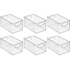 image:imagemDesign Plastic Kitchen Organizer  Storage Holder Bin with Handles for Pantry Cupboard Cabinet FridgeFreezer Shelves Counter  Holds Canned Food Snacks  Ligne Collection  6 Pack  Clear