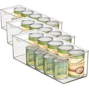 image:imagemDesign Plastic Stackable Kitchen Organizer  Storage Bin with Handles for Refrigerator Freezer Cabinet and Pantry Shelves Organization  Food Container  Clear16 x 6 x 5 Pack of 3
