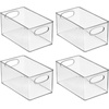 image:imagemDesign Plastic Home Closet Organizer  Basket Storage Holder Bin w Handles for Bedroom Bathroom Cabinet Shelves Entryway and Hallway  Holds Sweaters Purses  Ligne Collection  4 Pack  Clear10 x 6 x 5 Pack of 4