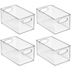 image:imagemDesign Plastic Home Closet Organizer  Basket Storage Holder Bin w Handles for Bedroom Bathroom Cabinet Shelves Entryway and Hallway  Holds Sweaters Purses  Ligne Collection  4 Pack  Clear10 x 6 x 5 Pack of 4
