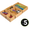image:imagemDesign Bamboo Wood Kitchen Cabinet Drawer Organizer Tray Bins  Multipurpose  Use in Drawers on Countertops Shelves or in Pantry  Varied Sizes  Echo Collection  Set of 5  Natural