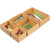 image:imagemDesign Bamboo Wood Kitchen Cabinet Drawer Organizer Tray Bins  Multipurpose  Use in Drawers on Countertops Shelves or in Pantry  Varied Sizes  Echo Collection  Set of 5  Natural