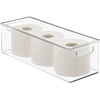image:imagemDesign Plastic Bathroom Storage Container Bins w Handles  Closet Cabinet Vanity Cupboard Shelf Organization Hair Tools Accessory Organizer  Ligne Collection Clear 16x6x5 Pack of 816 x 6 x 5 Pack of 8